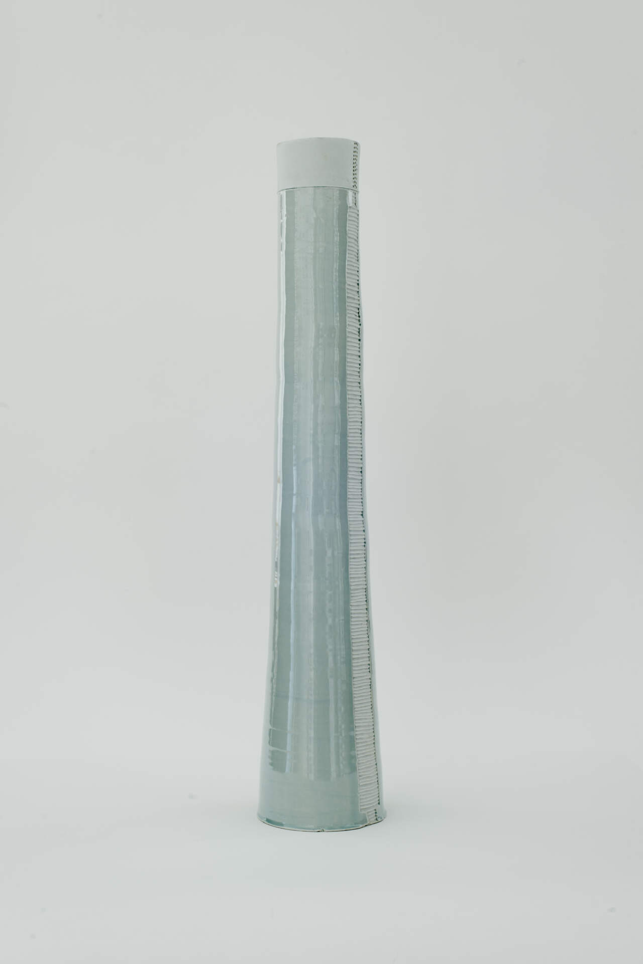 Tall Cylindrical Vase with center strip of short horizontals