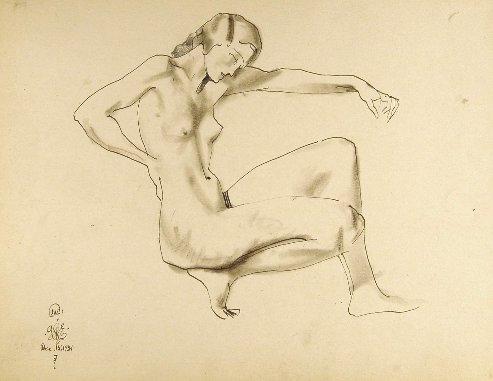 Female Sitting on Right Foot, Left Arm Extended Forward