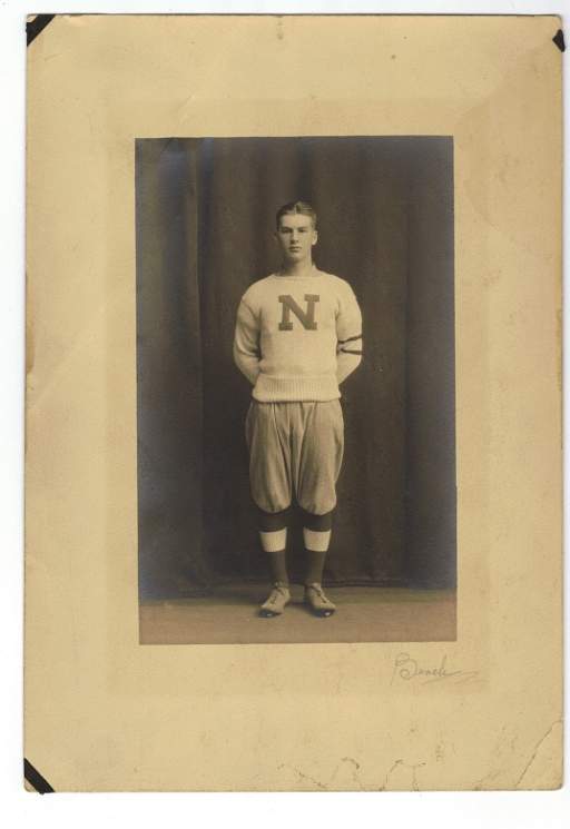 Portrait of Unidentified Young Man in Nichols School sportswear