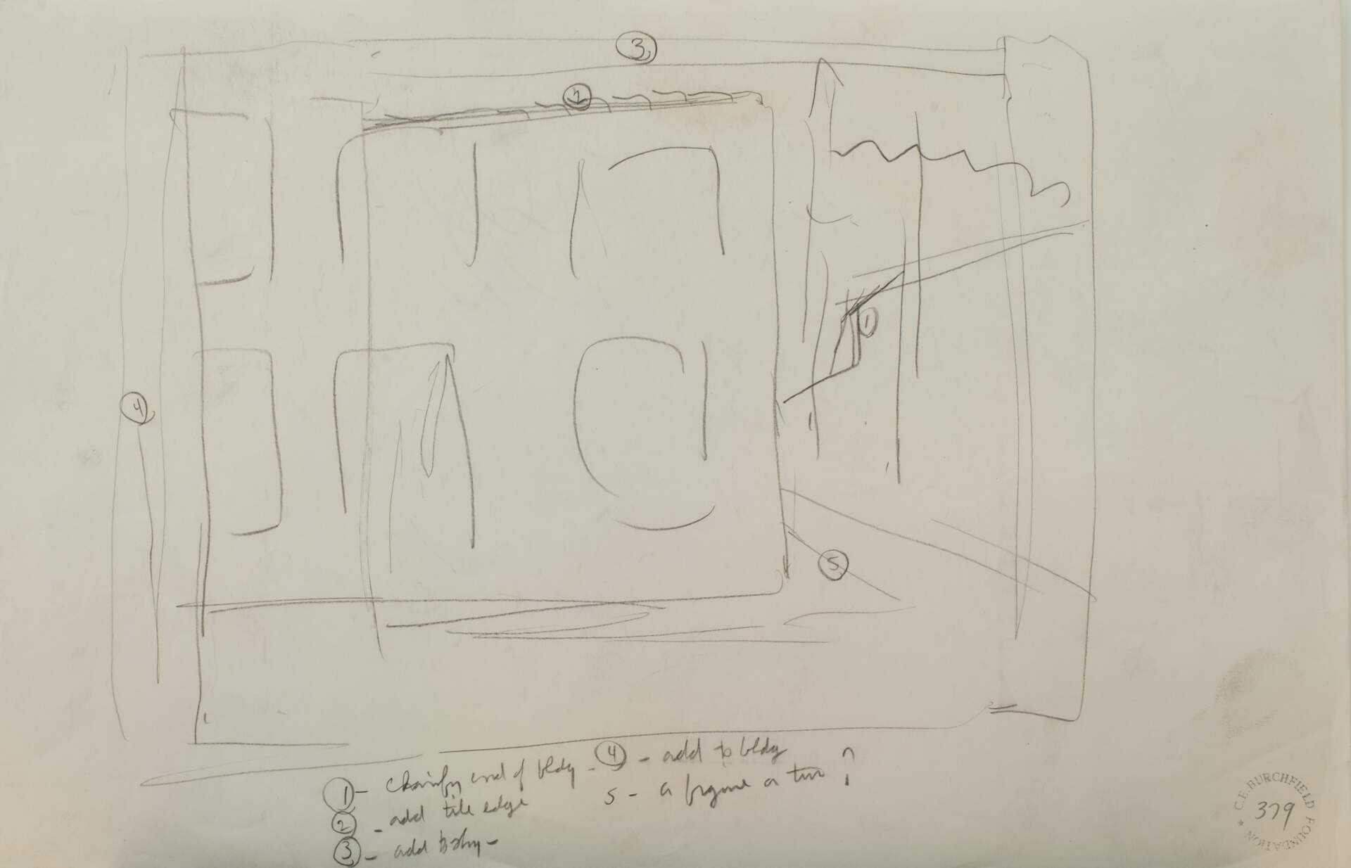 Building with Notations (Study for "Corner House")