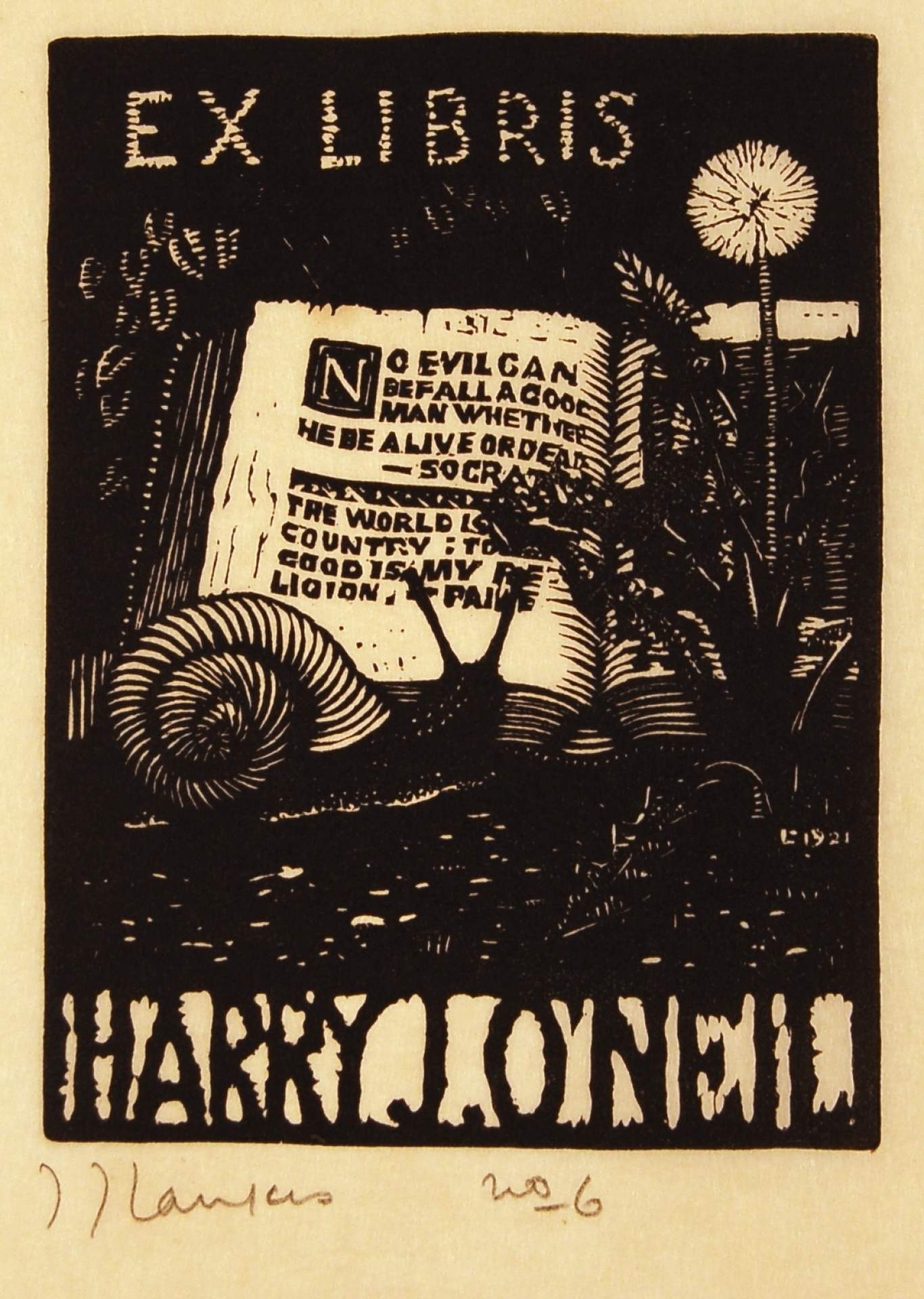 Harry J O'Neil Bookplate