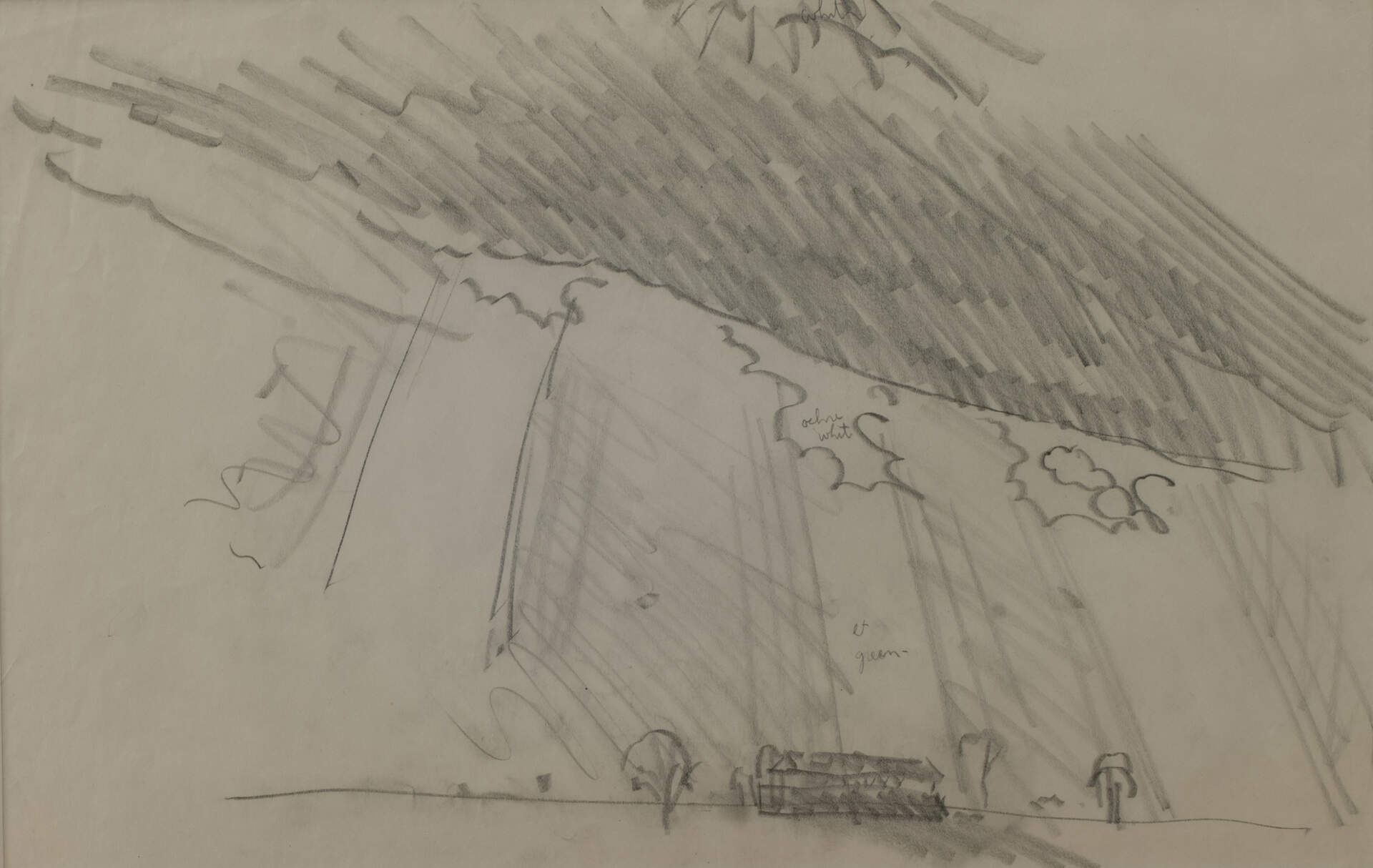 Untitled (Storm Cloud, Low Building with Trees)
