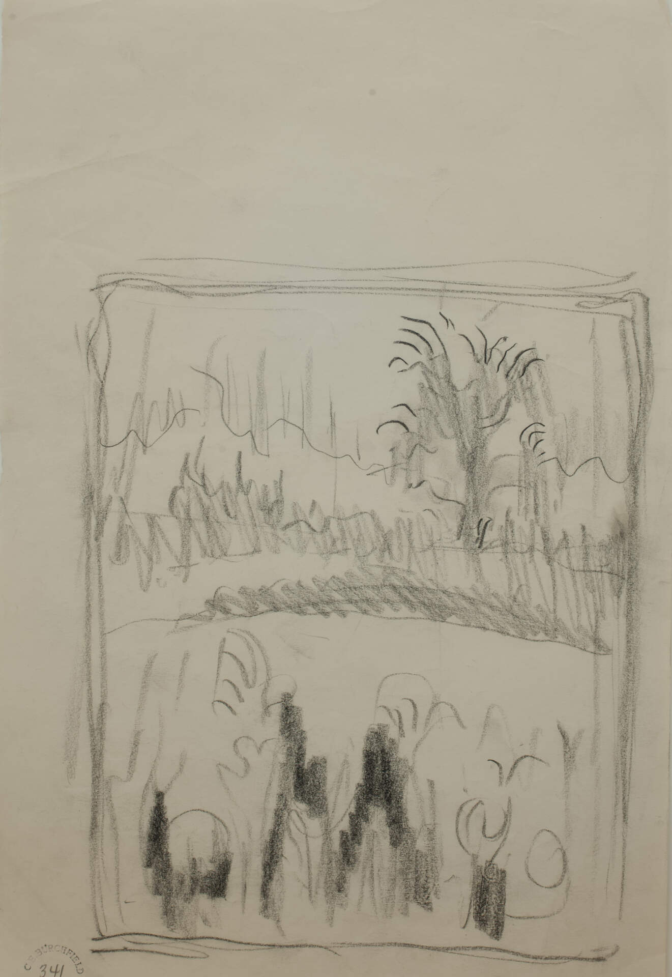 Sketch with Trees, Blizzard In Post's Woods