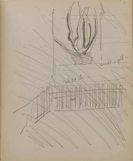 Untitled (sketch of a tree outside a window)