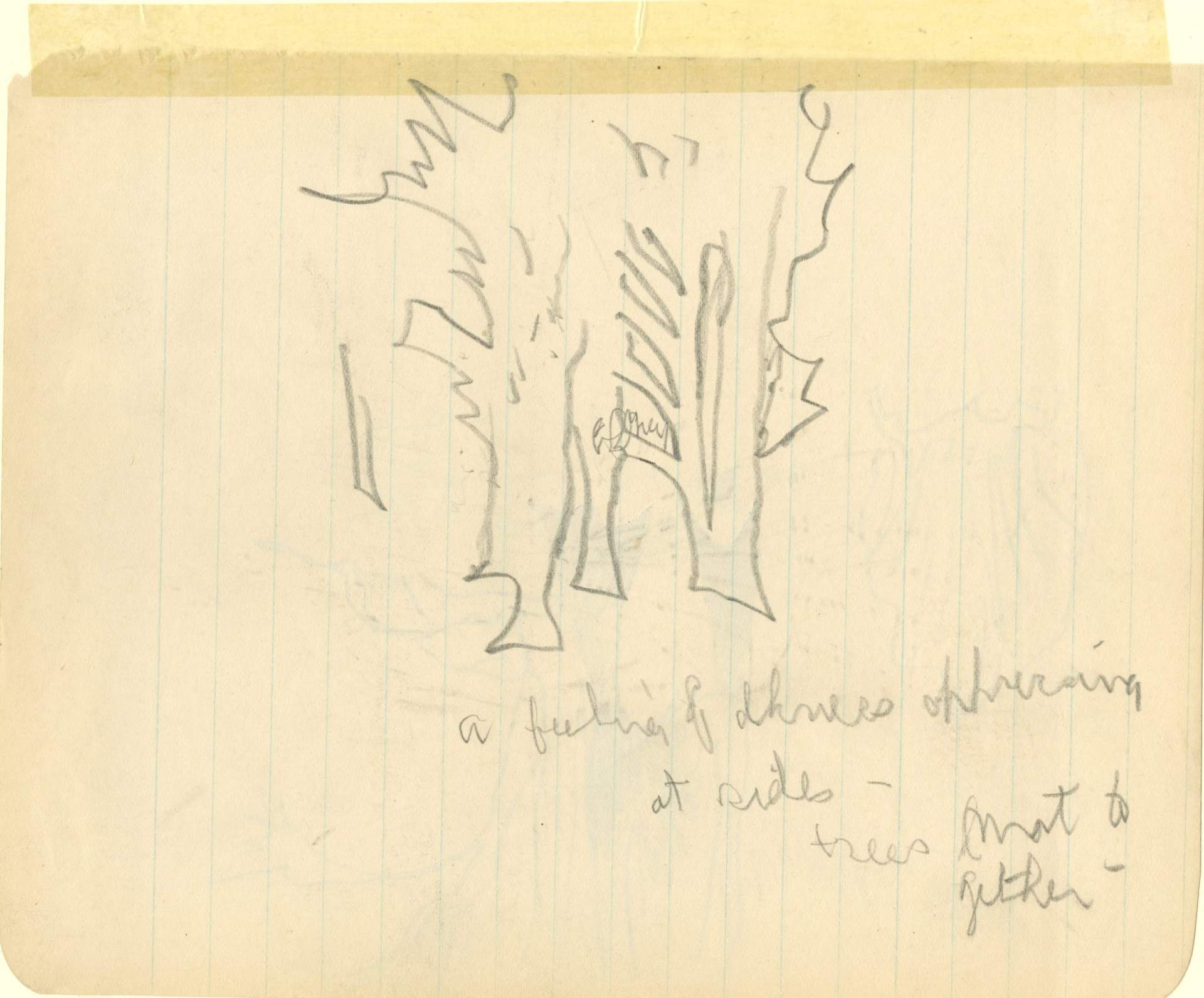 Sketch of view through trees