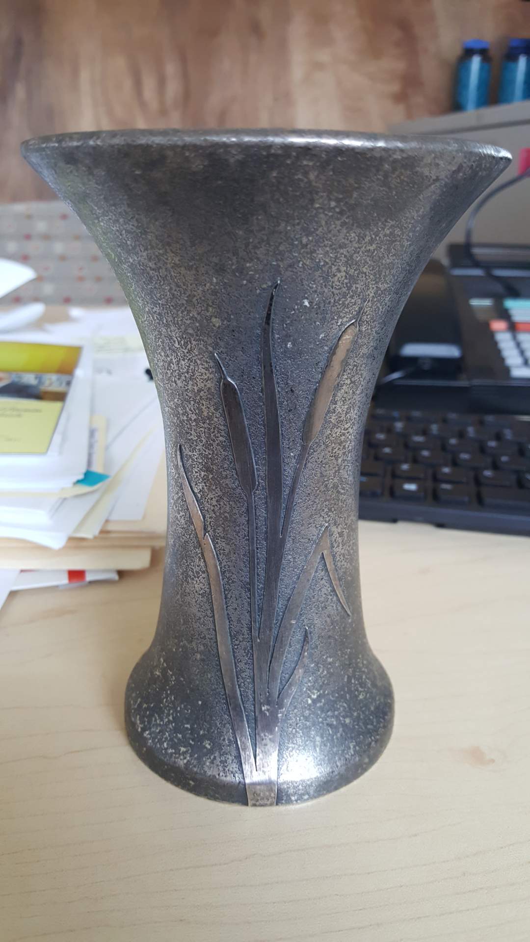 Vase with applied reed motif
