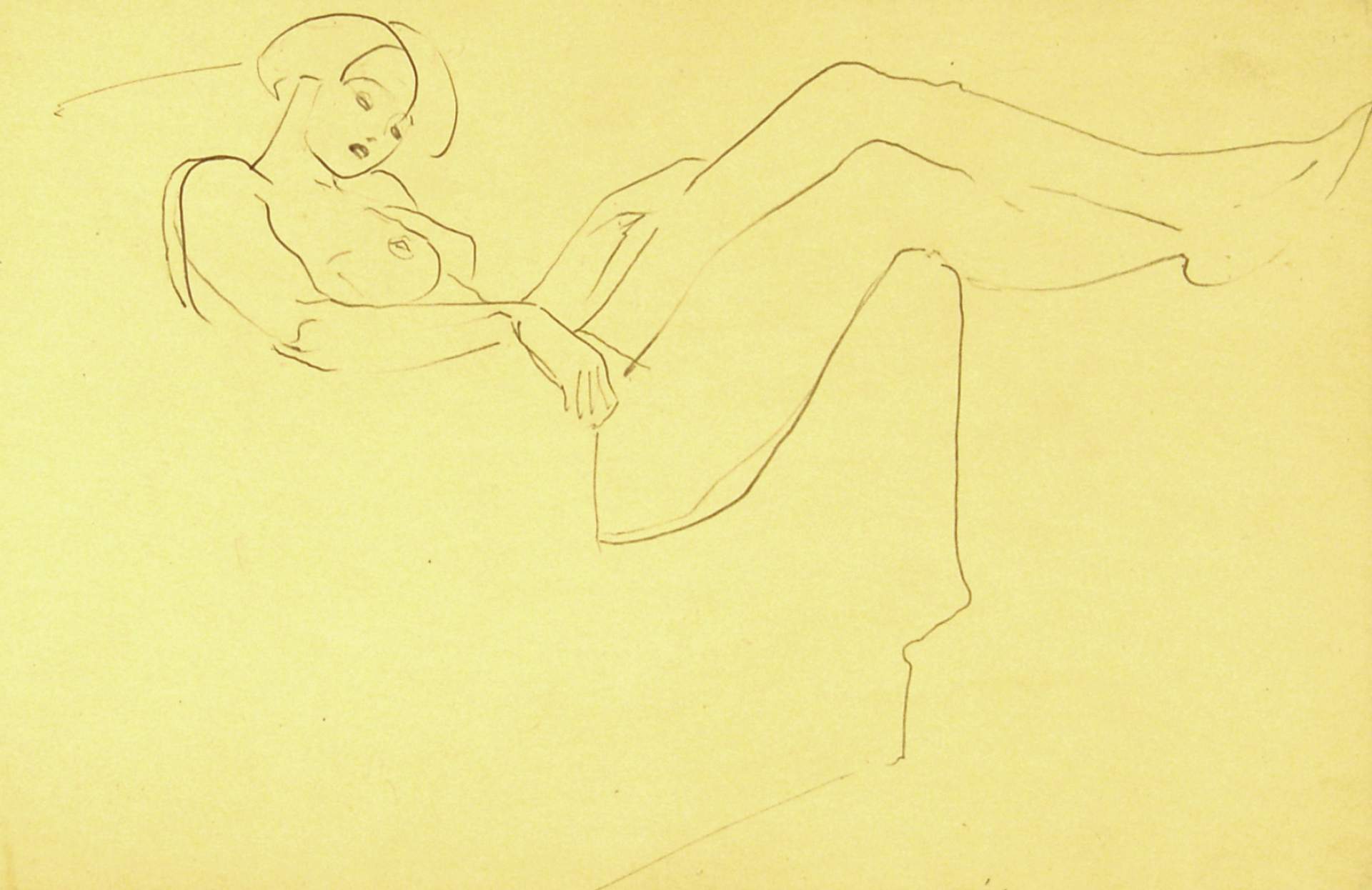 Sketch of Female in Chair, Leg Over on Arm