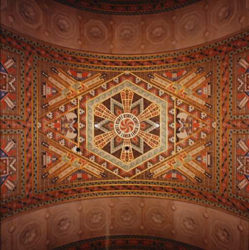 Untitled [ceiling vaulting, swirl, star, and wave pattern]