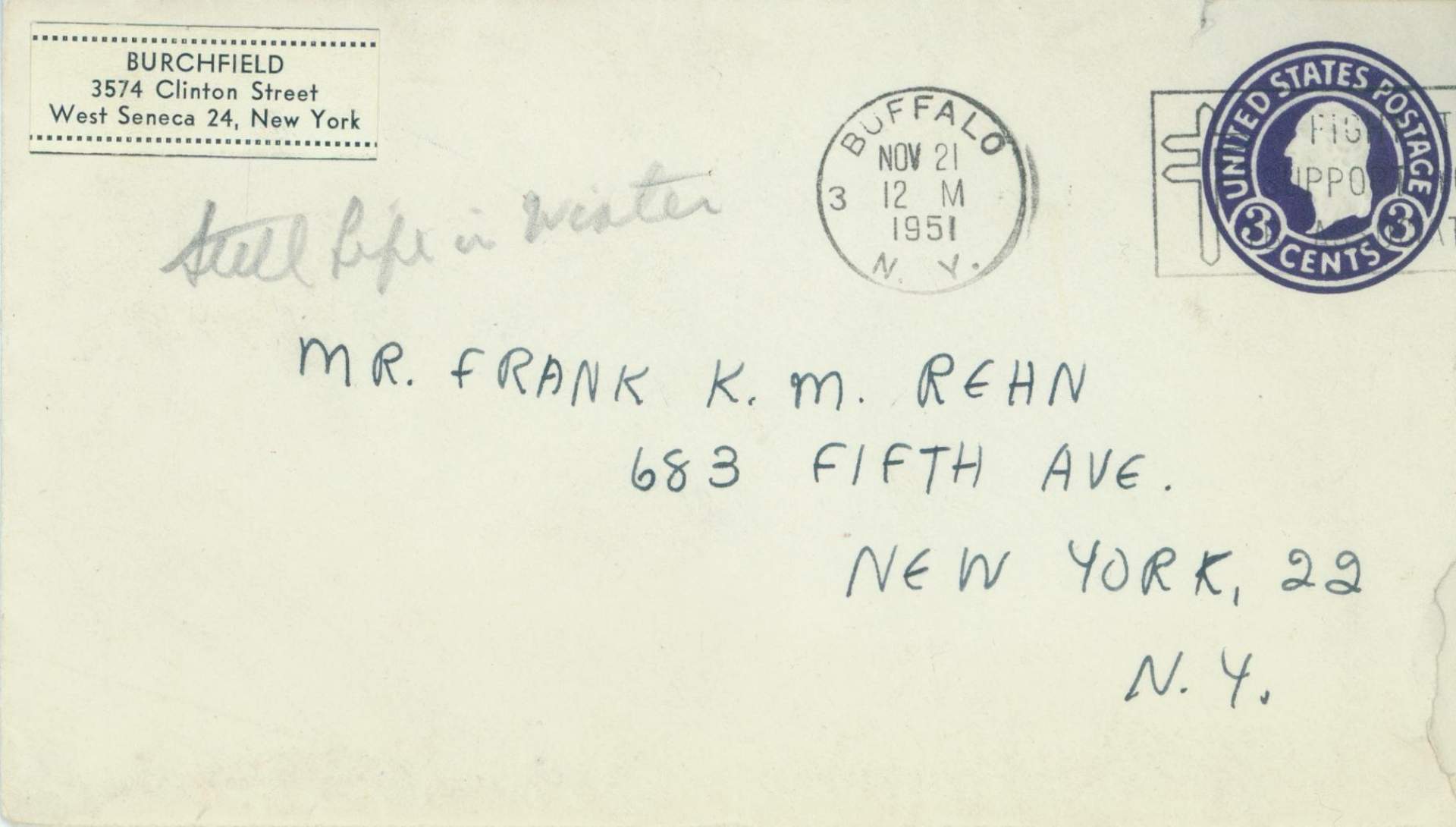 Letter from Charles Burchfield to Frank Rehn