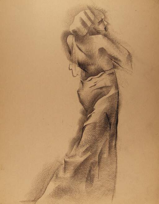 Backview of Draped Standing Female