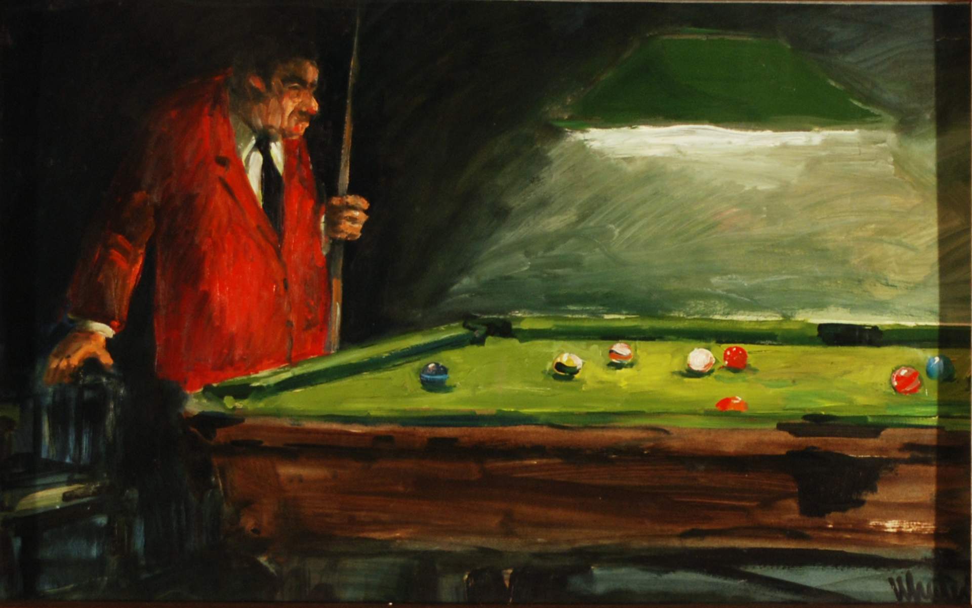 Pool Player in Red Jacket