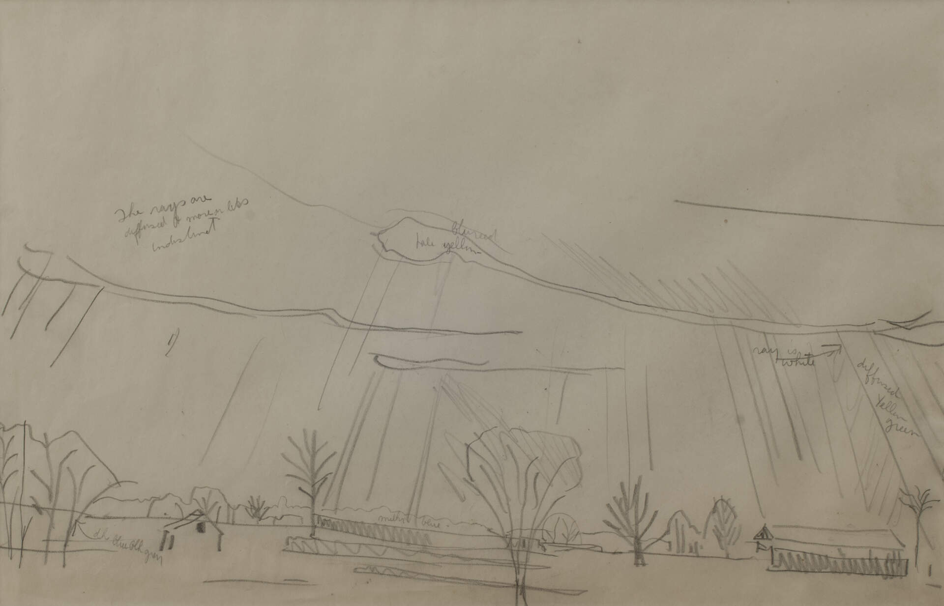 Untitled (Sun Rays Beneath Cloud over Farm Landscape)