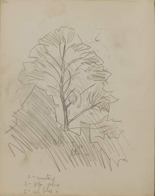 Untitled (sketch of trees and buildings )