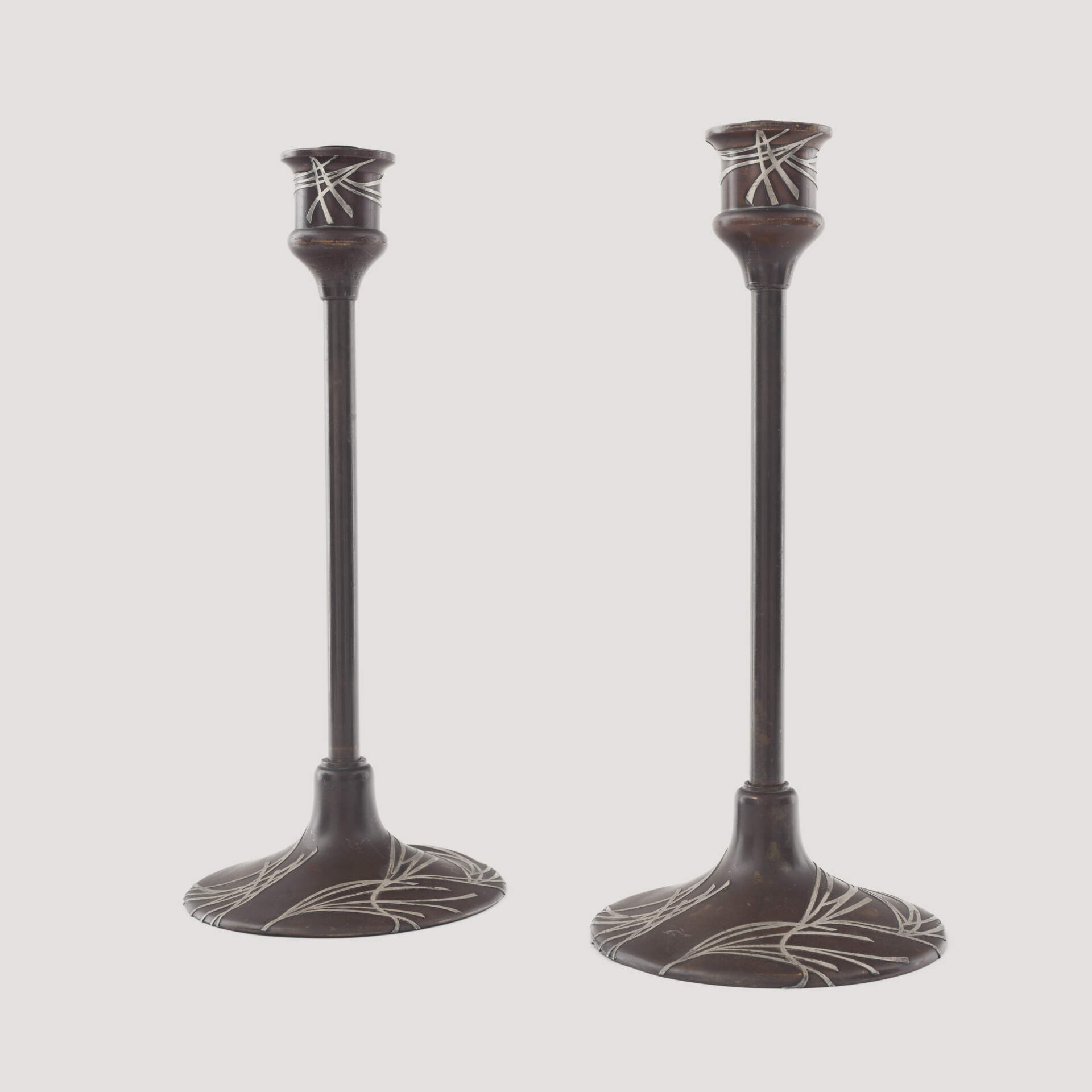 Pair of Pine Needle Candlesticks