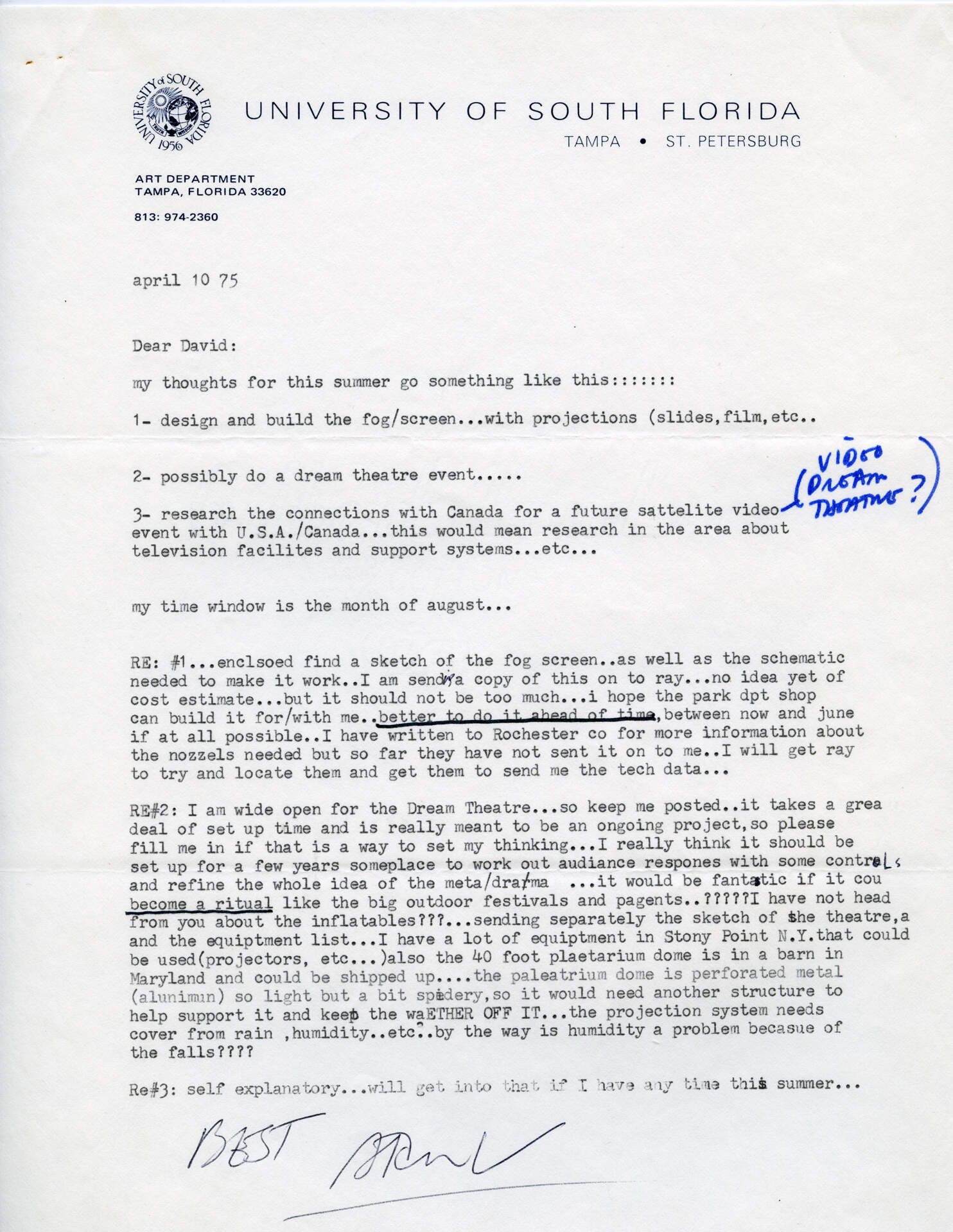 Letter to David Katzive, Pg. 1