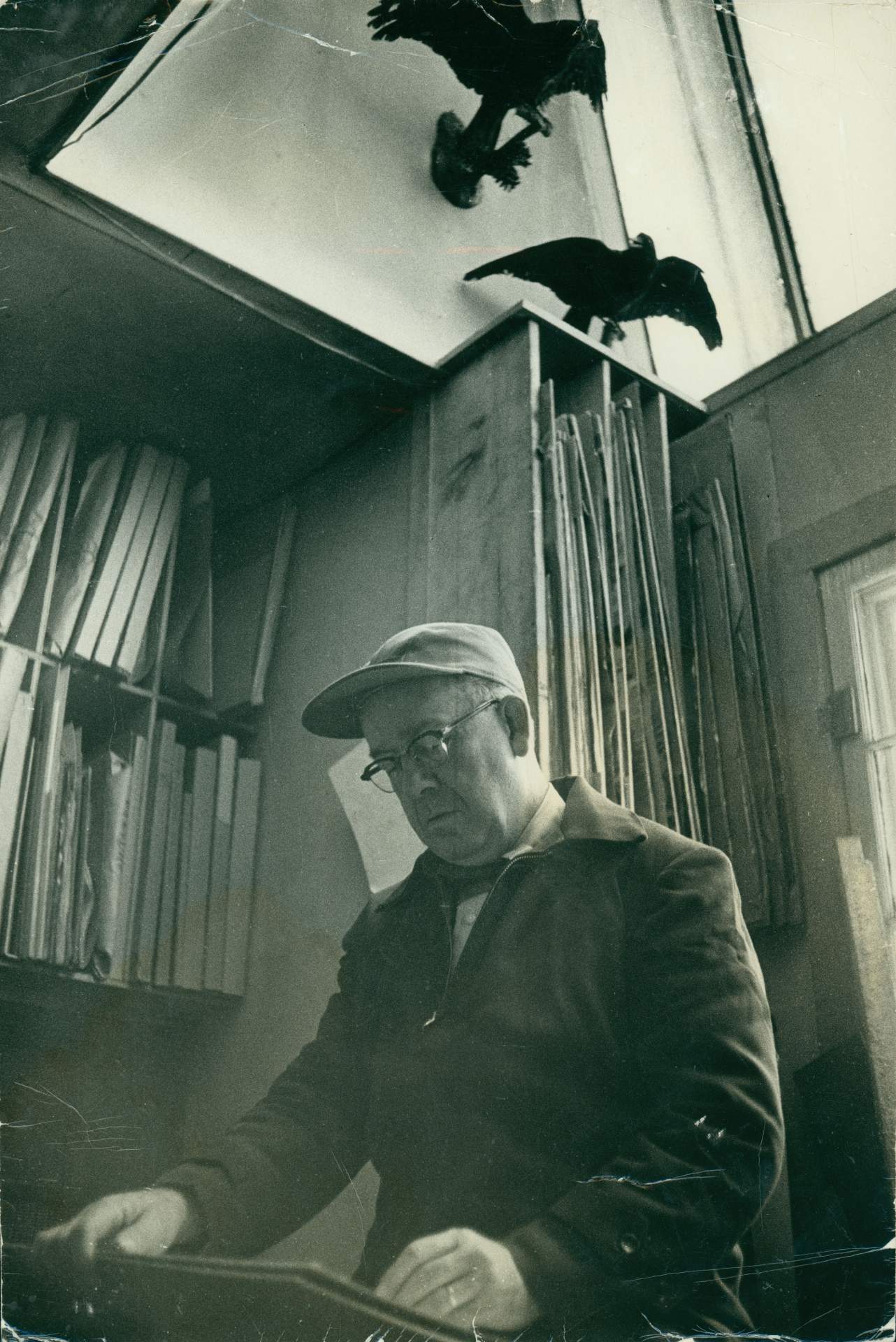Charles E. Burchfield in his Gardenville, NY studio