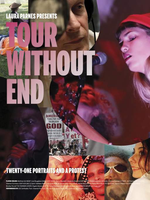 Tour Without End - directed by Laura Parnes, (pictured left to right) Kate Valk, Jim Fletcher, Shannon Funchess, Neon Music, Alexandra Drewchin, Mathew Asti, Lizzi Bougotsos.
