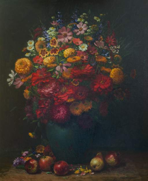 Floral Still Life of Flowers and Fruit