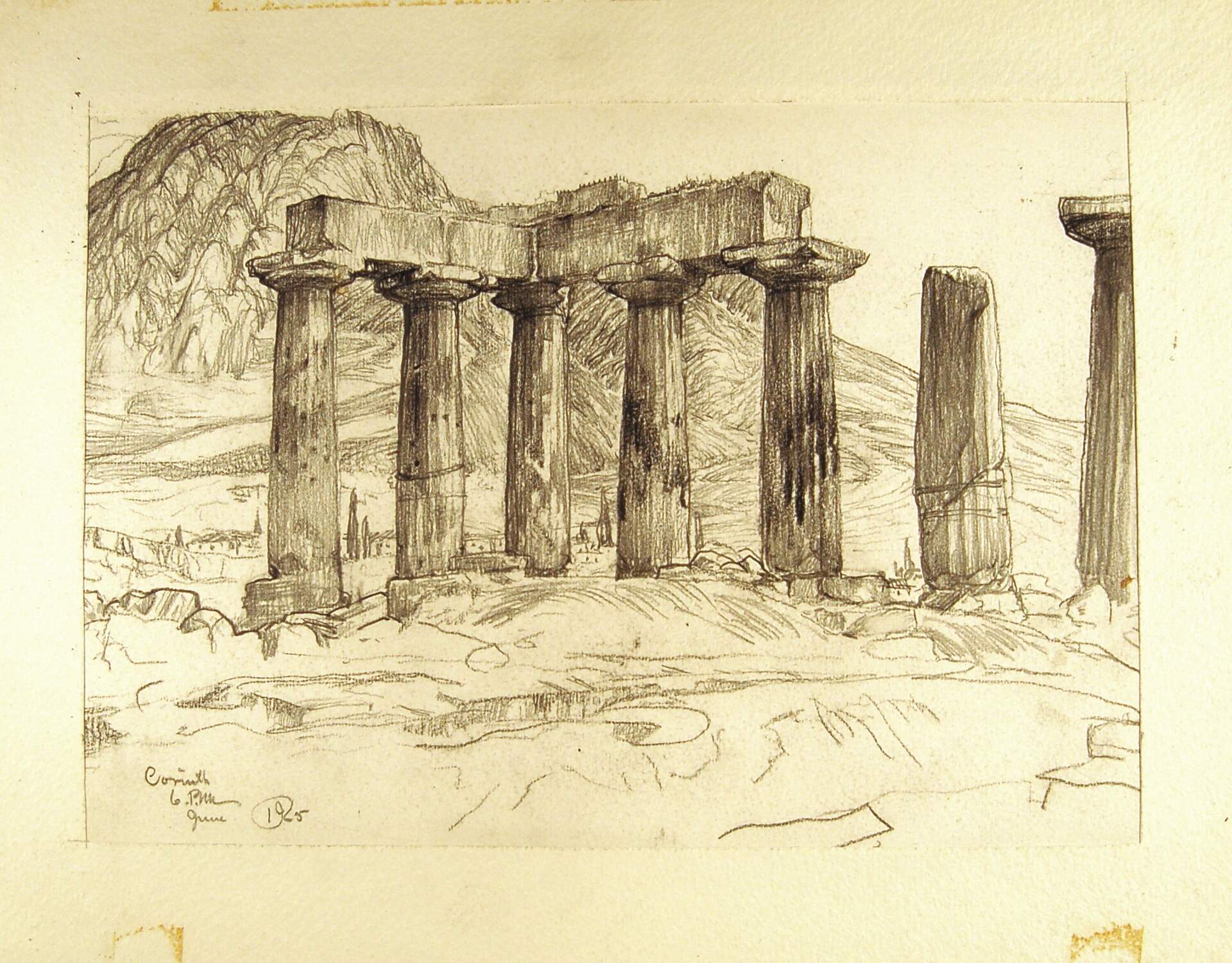 Ruin of Doric Temple in Landscape