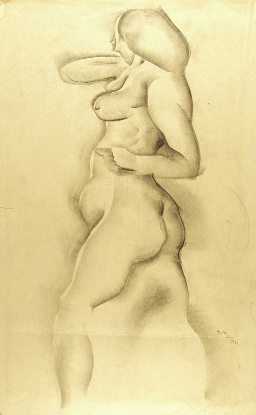 Profile Standing Female Nude
