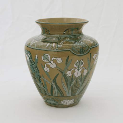 Vase, kingfisher and dragonflies