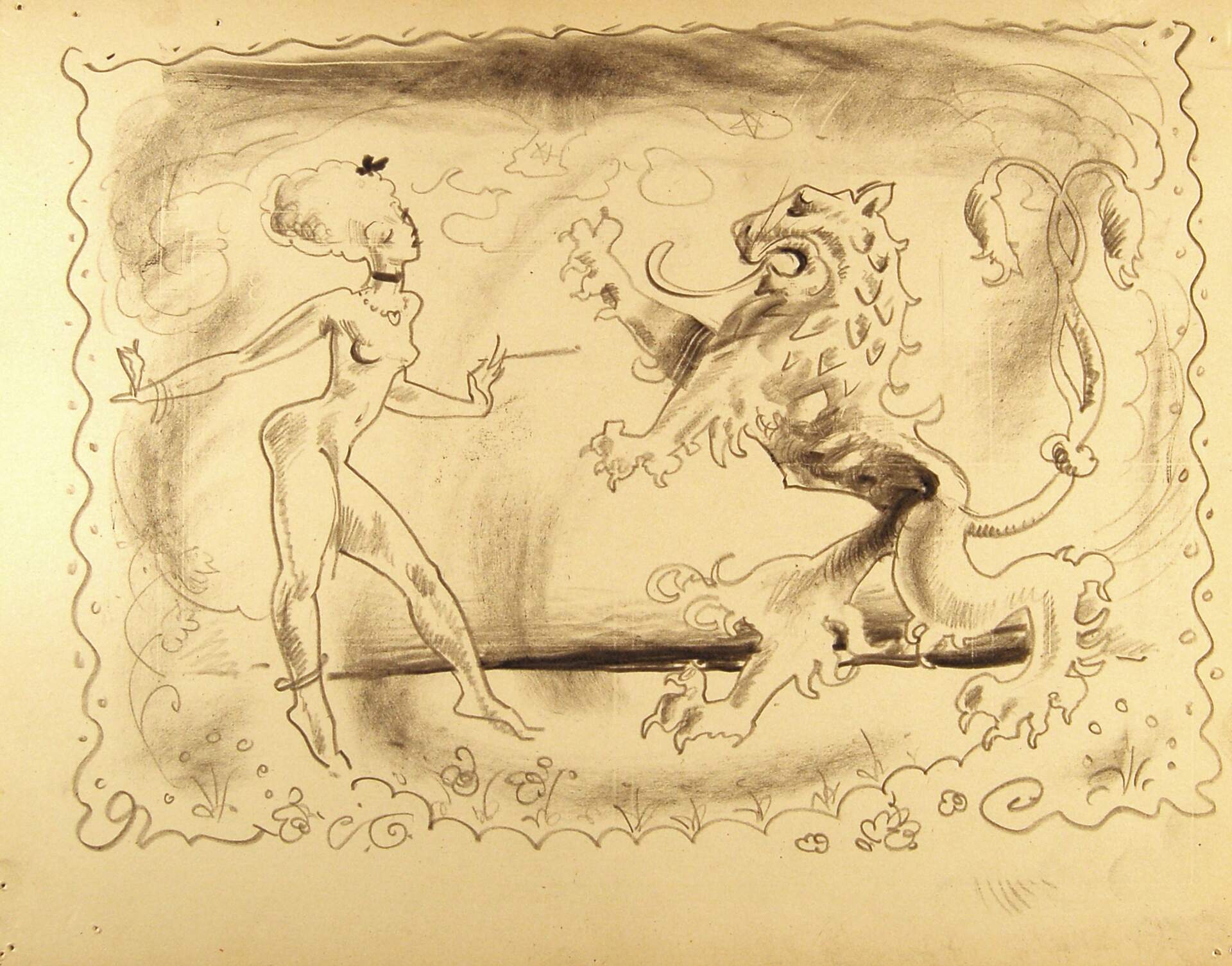 Female Nude with Lion