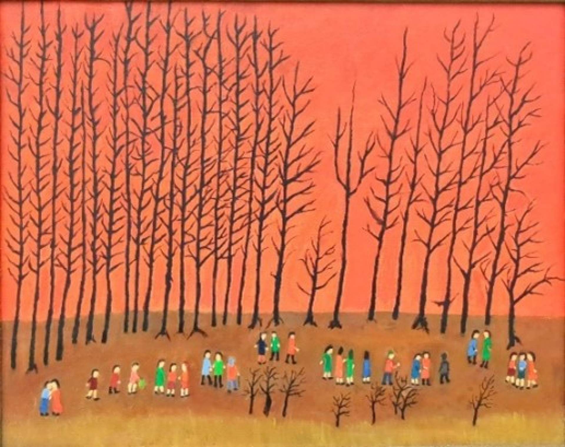 Untitled [Red Sky, Trees, People]