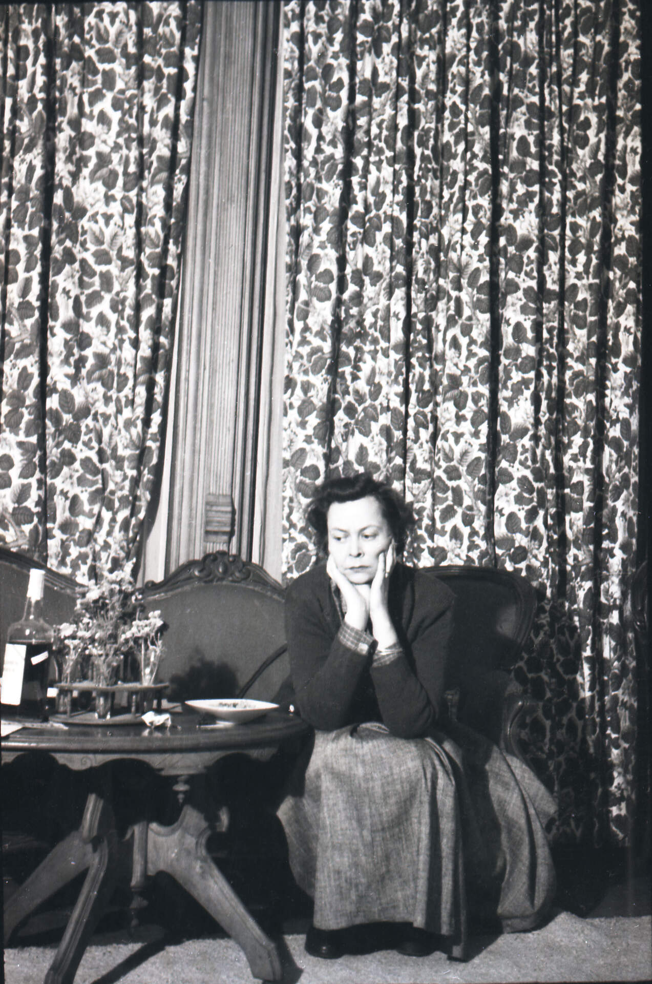 Untitled photographic negative (Woman lost in thought)