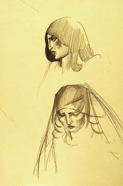Two Female Heads with Veils