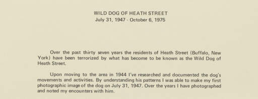 Wild Dog of Heath Street, July 31, 1947 - October 6, 1975 (Introduction panel)