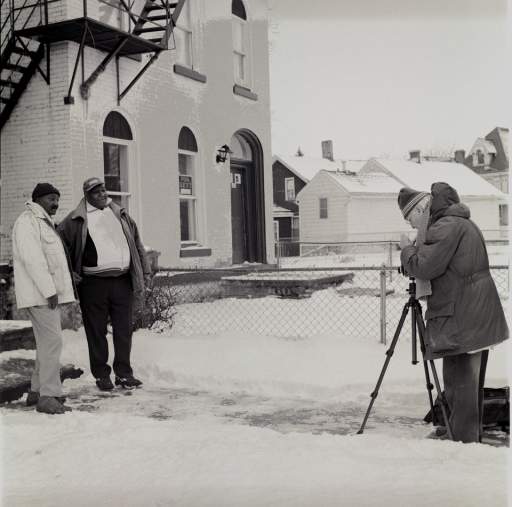 Milton Rogovin photographing Johnny and Zeke