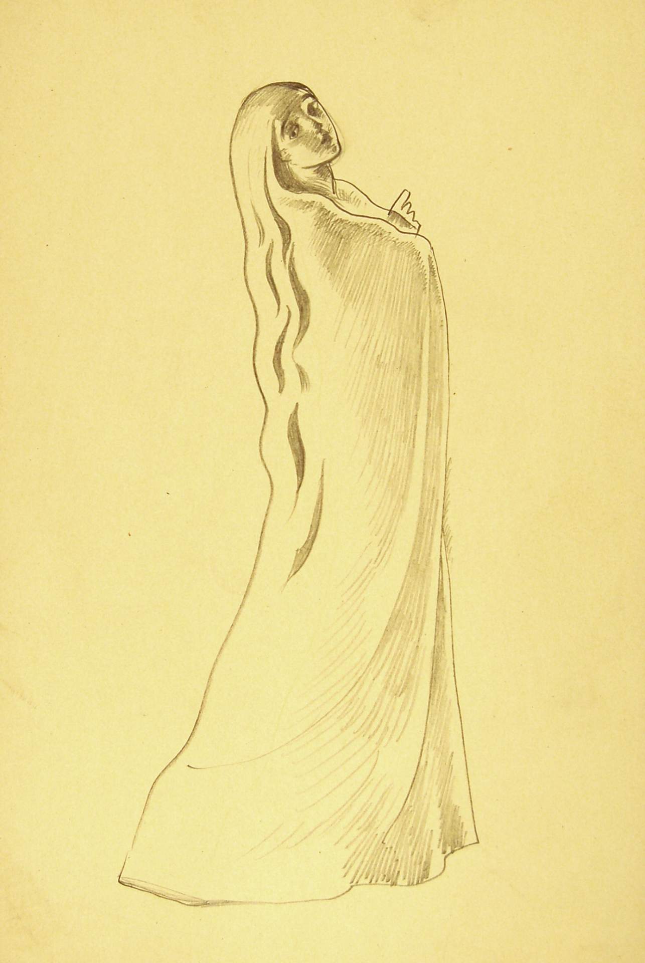 Female Figure in Long Robe with Long Hair