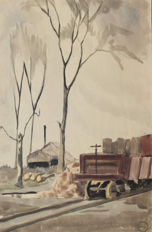 Flatbed Car and Two Trees