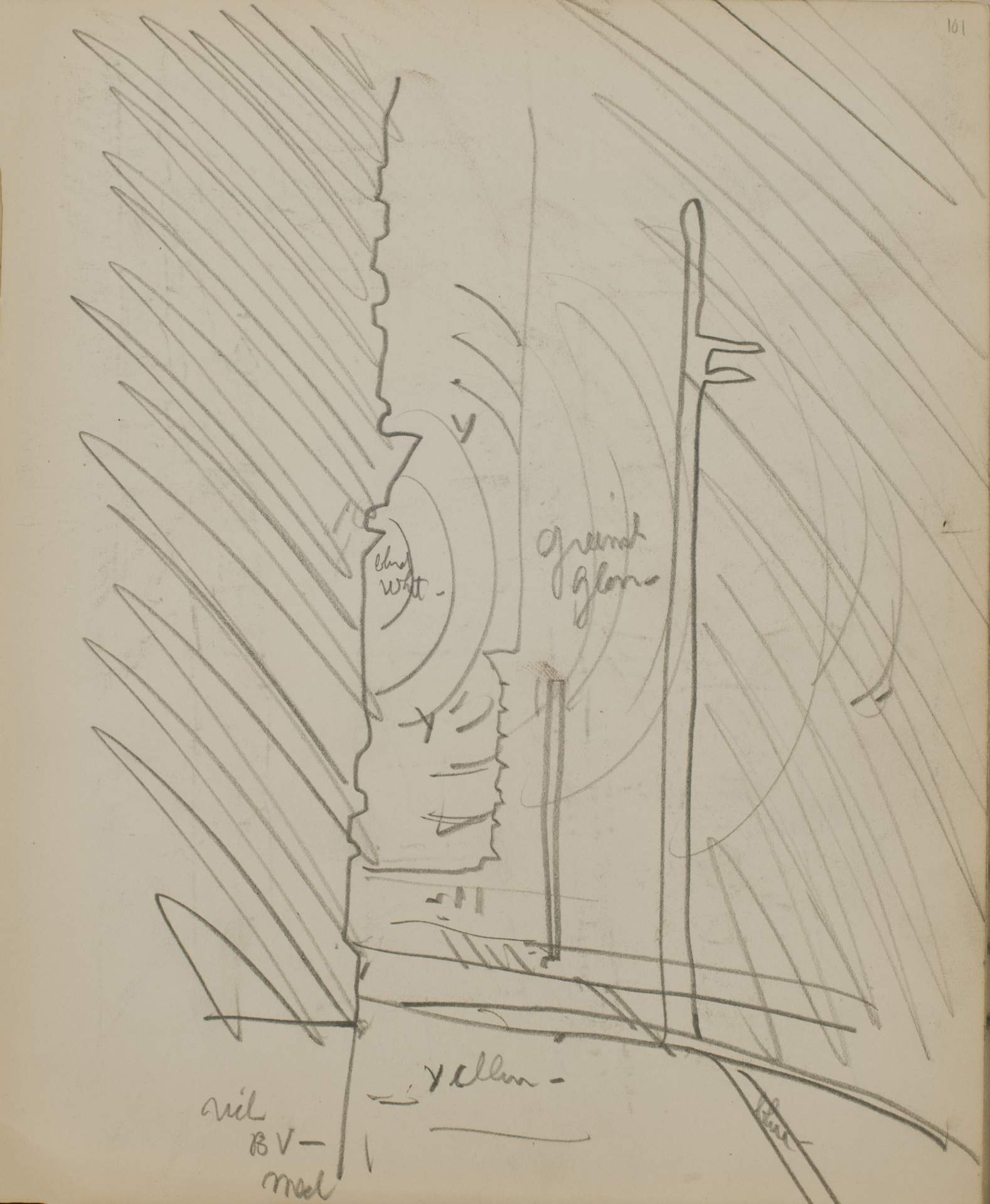 Untitled (sketch of street with lamp)