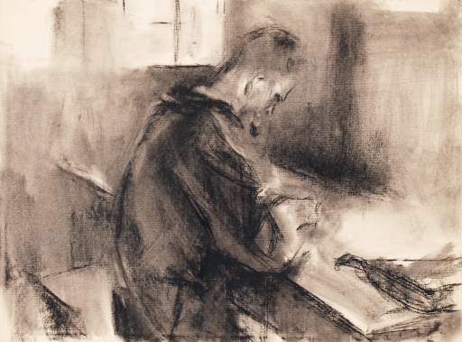 Untitled [figure at table]