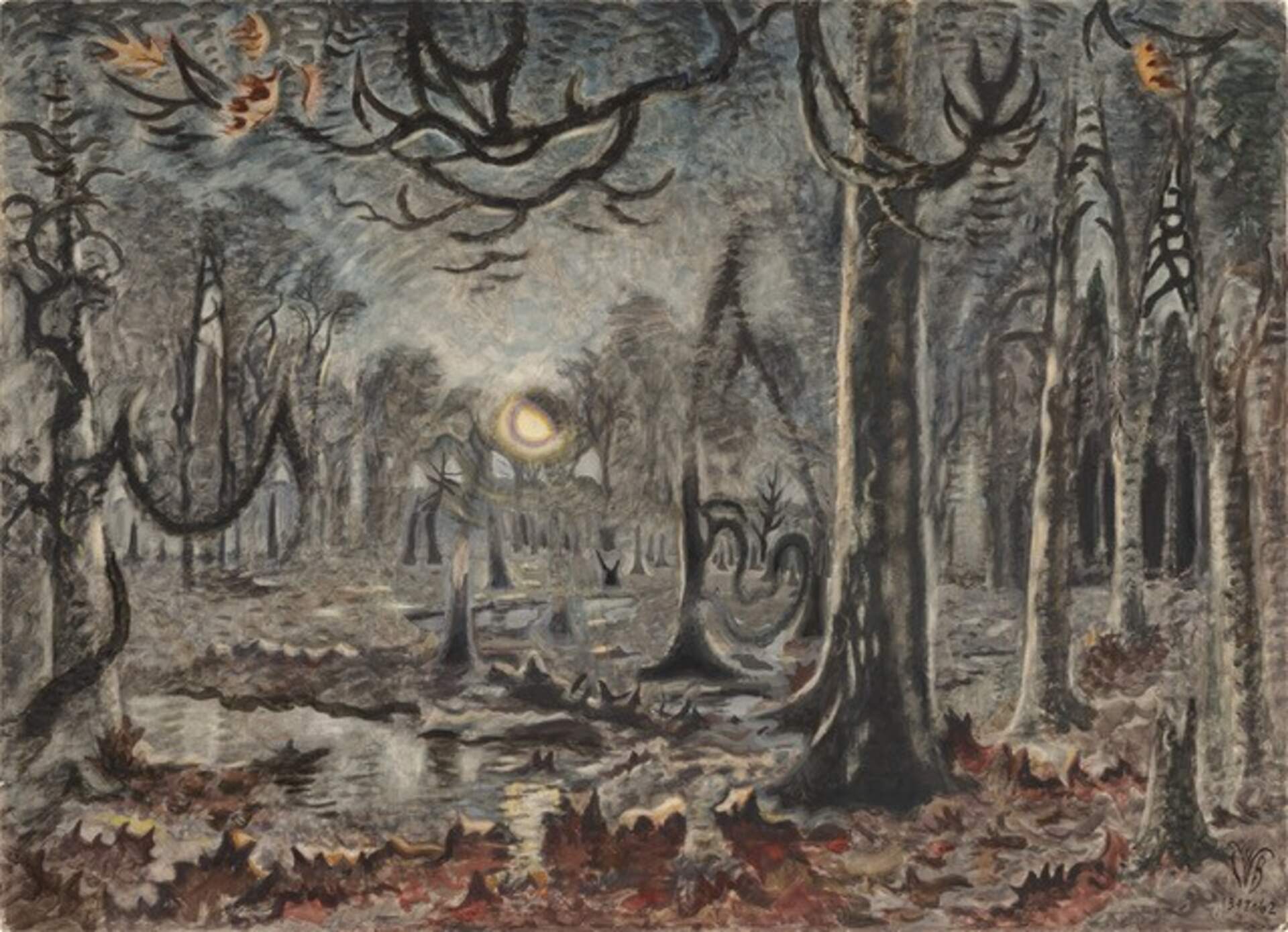 Moonrise in November Woods (Moonlight in the Woods)
