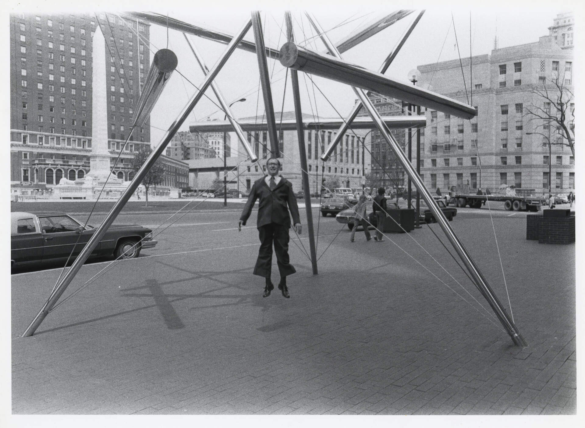 [Gerald O'Grady jumping in Niagara Square, Buffalo, NY]