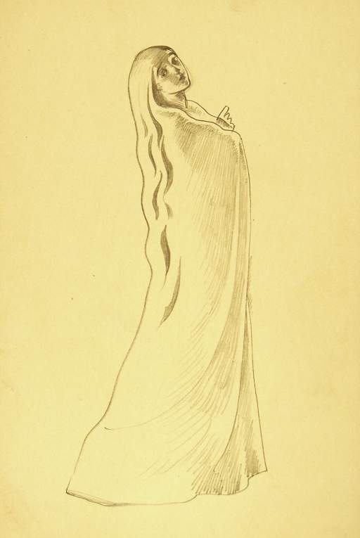 Female Figure in Long Robe with Long Hair