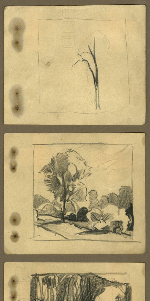 Untitled [3 pages from a sketch book]