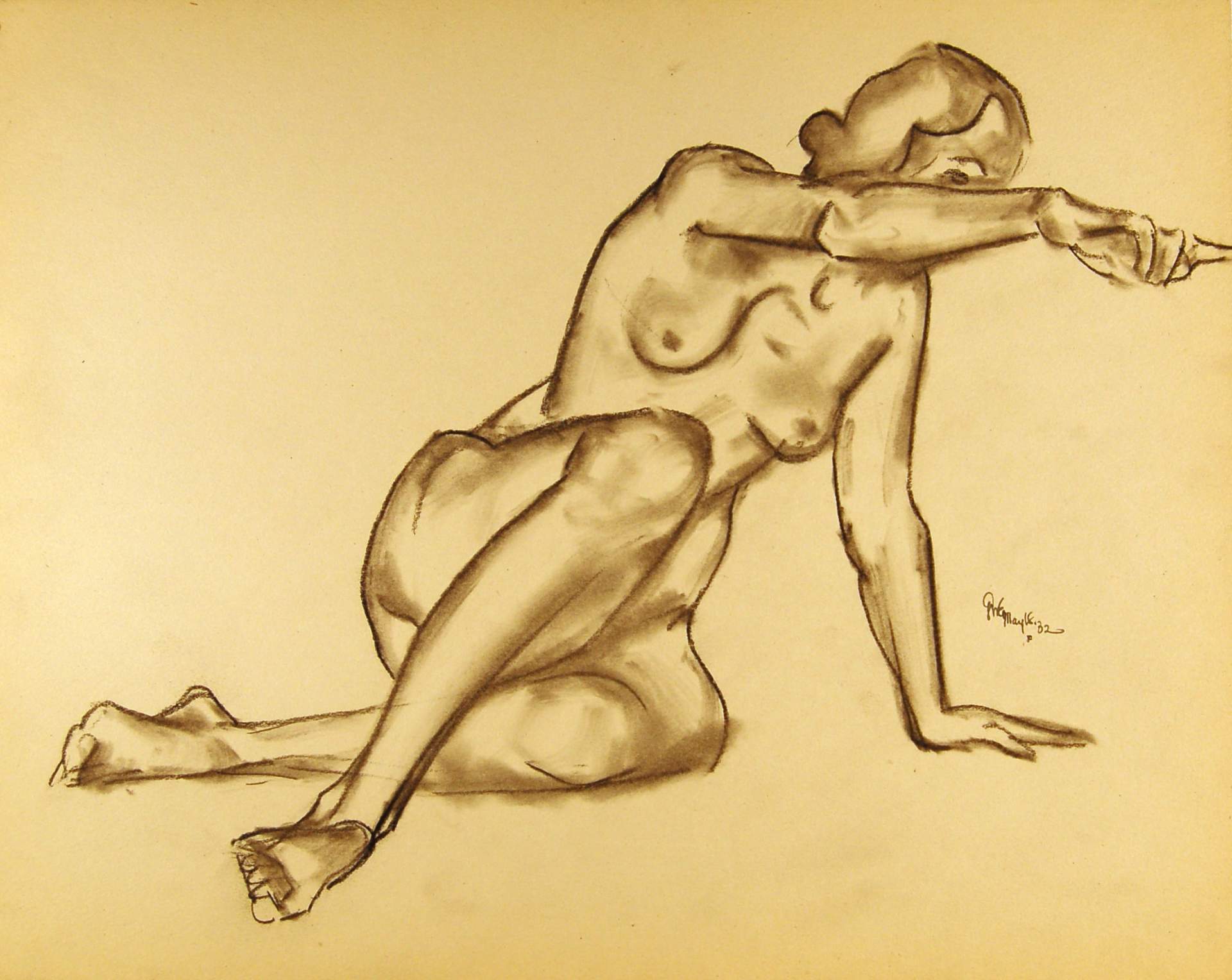 Seated Feamle Nude, Arm Extended, Pointer Finger