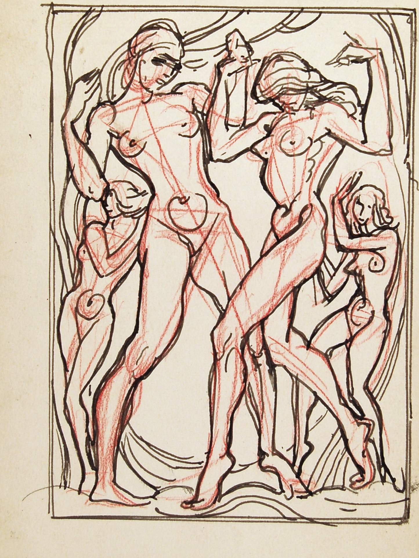 Four Female Figures in Dancing Formation