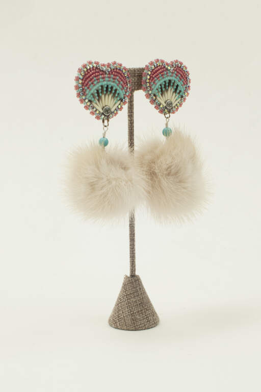 Quill Heart Sunburst with Mink Earrings