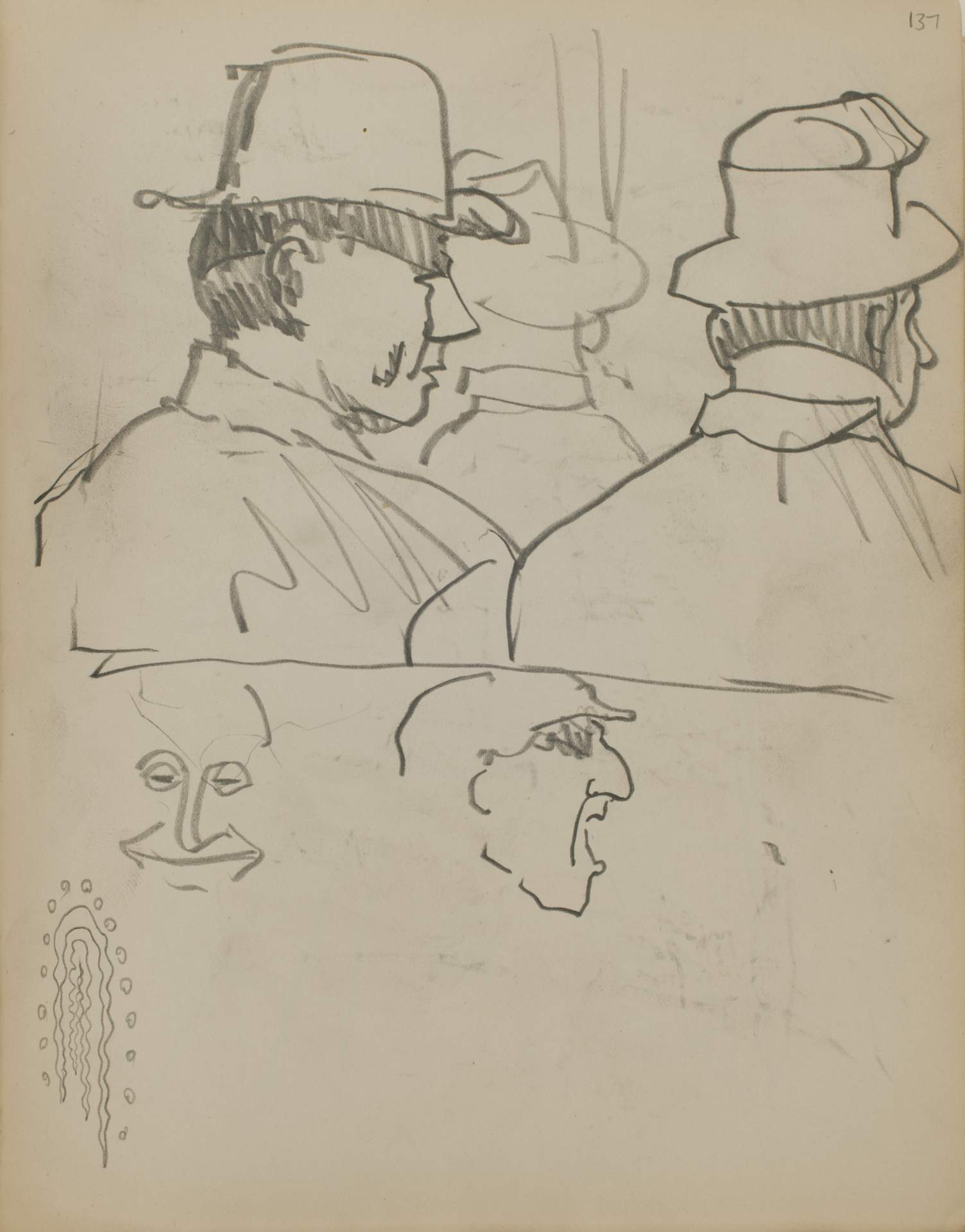 Untitled (male profile sketches)