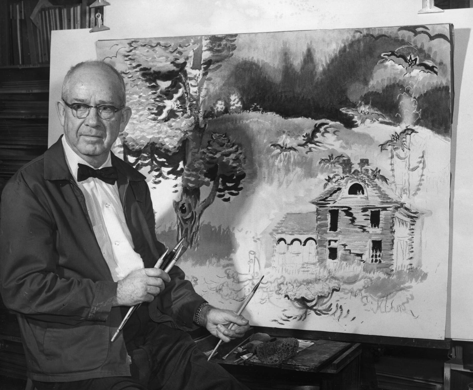 Charles E. Burchfield with Bats at Twilight