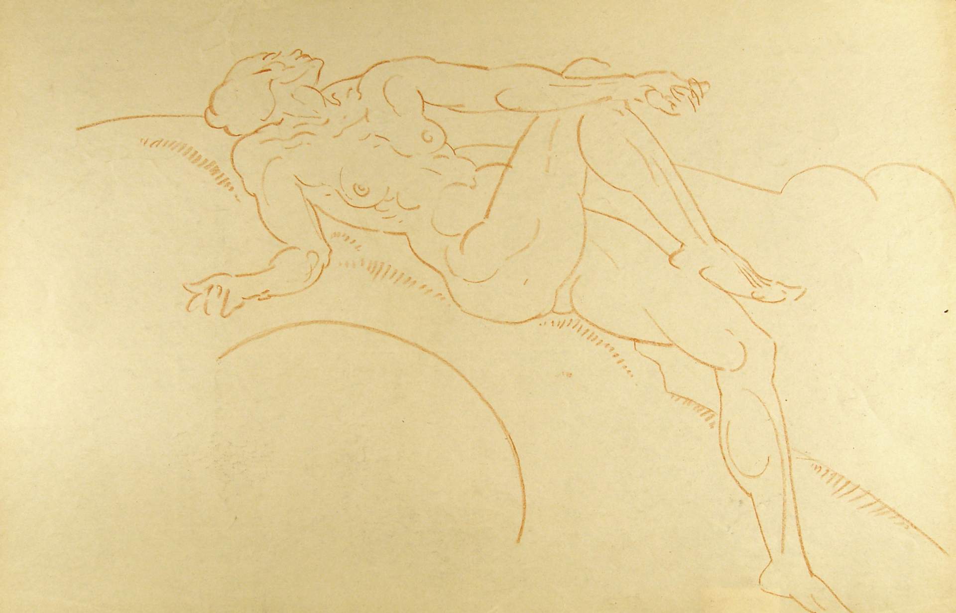 Reclining Female Nude, Right Knee Bent Up