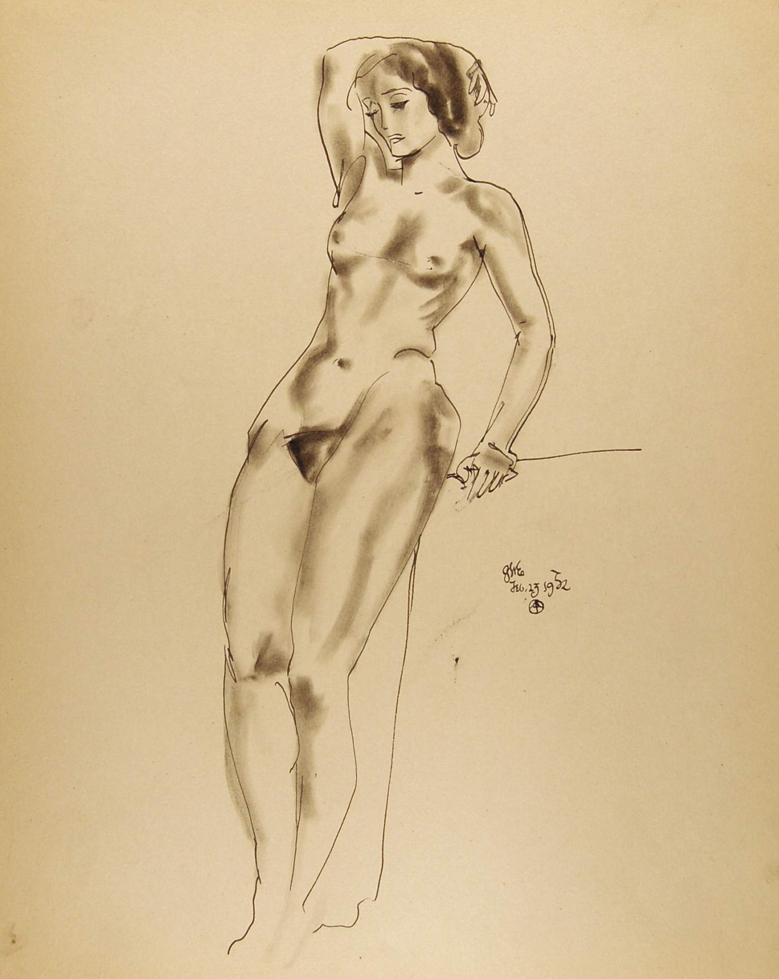 Standing Female Nude, Standing Against Box
