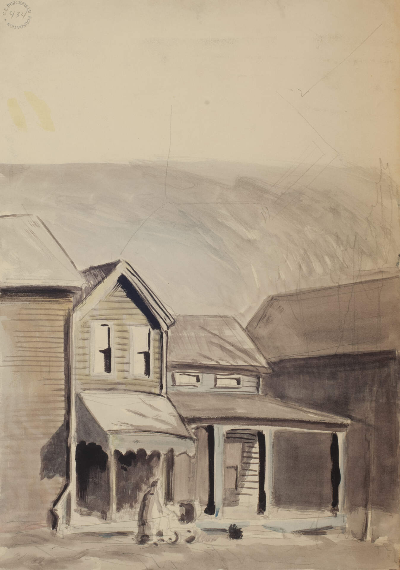 Figure with Tram and Houses