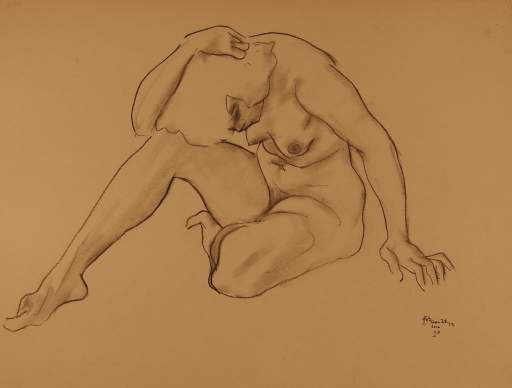 Seated Female Nude, Arm on Bent Right Knee
