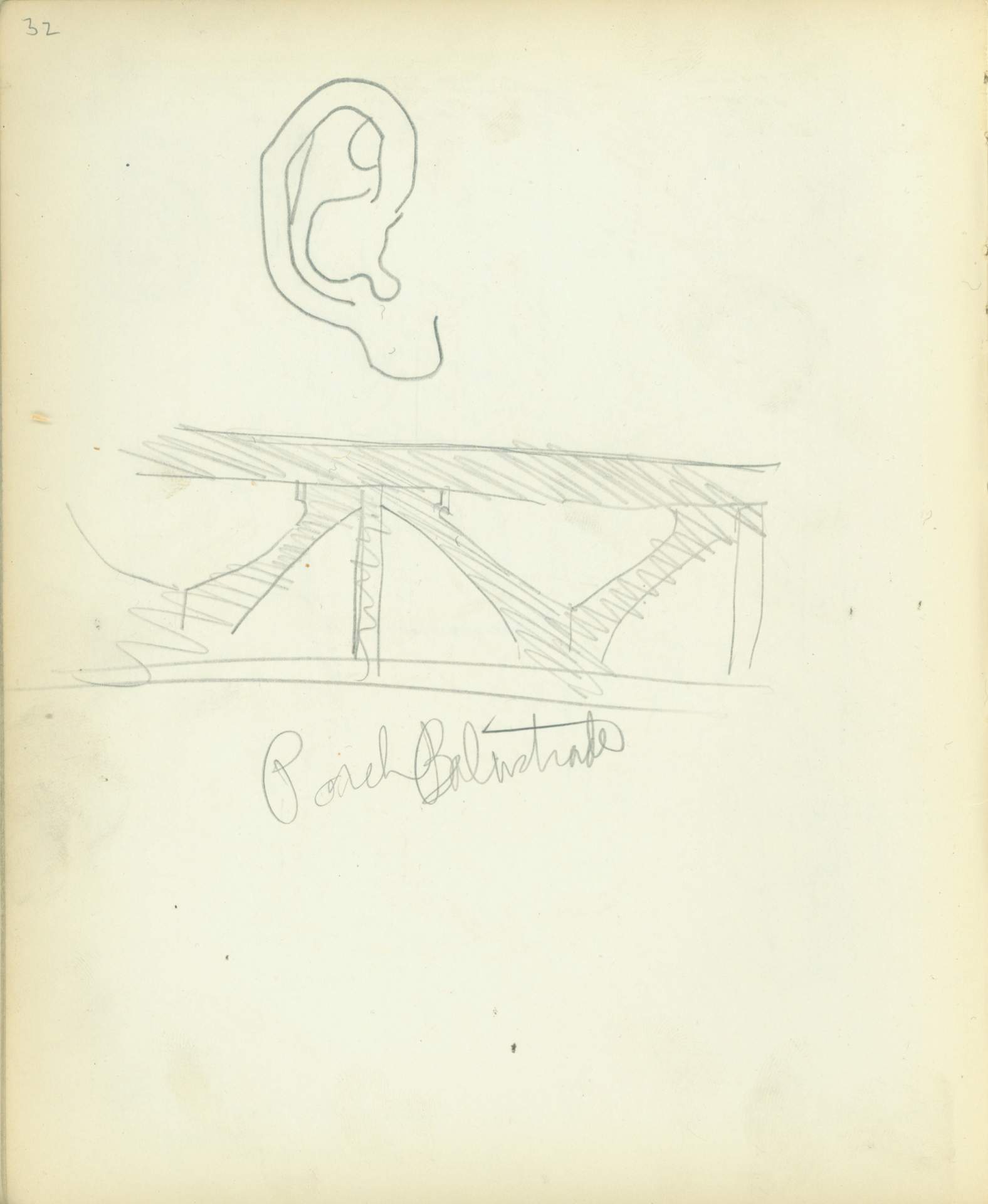 Untitled (ear and porch balustrade sketchest)