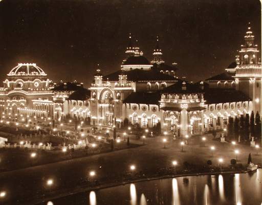 Temple of Music and Machinery Building at Night